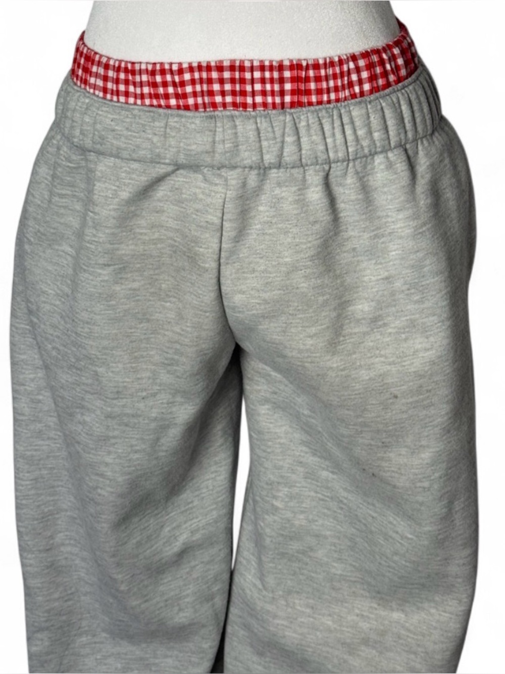 Gray Women's Jumpsuit Pants with Red Waistband